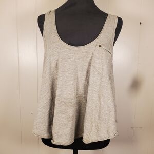 Free People We The Free Faded Olive Green Split Back Cropped Tank Top Womens L